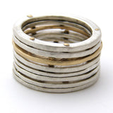 Eight Layer Riveted Silver & 9ct Gold Ring