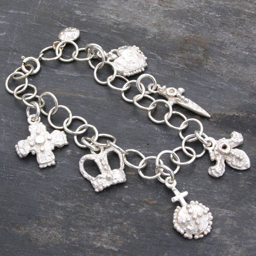 Sterling Silver 'Crown Jewels' Charm Bracelet