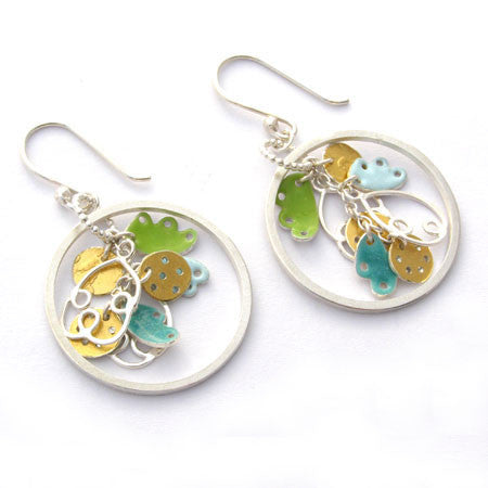 Circle Seaweed Drop Earrings (Blue)