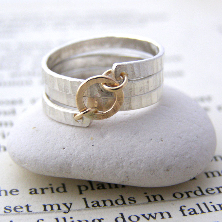 Sterling Silver & 9ct Gold Spiral Ring