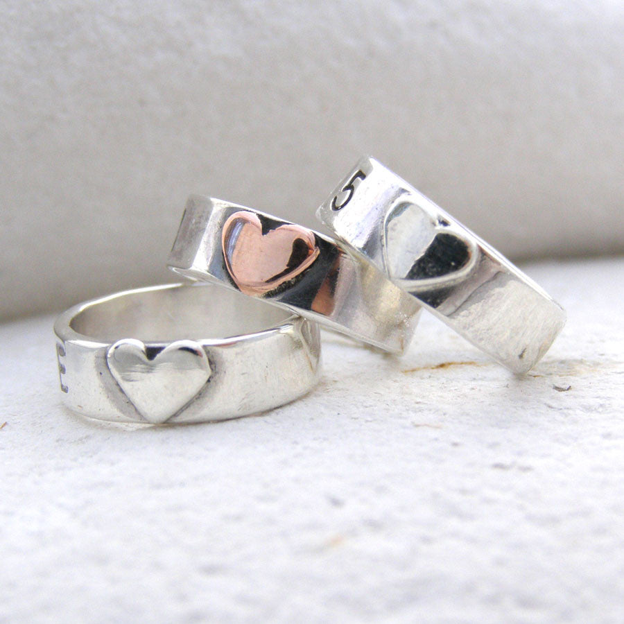 Personalised Silver Hoops with Hearts Necklace