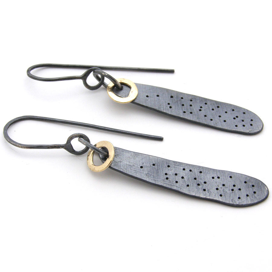 Oxidised Silver Lacey Earrings with 9ct gold Hoop