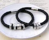 Men's Personalised Leather Bracelet with Silver Hoops