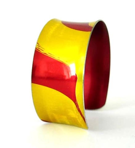 Anodized Aluminium Cuff - Red Stripe