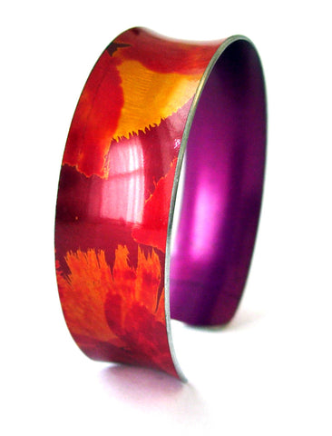 Anodized Aluminium Cuff - Floral Reds