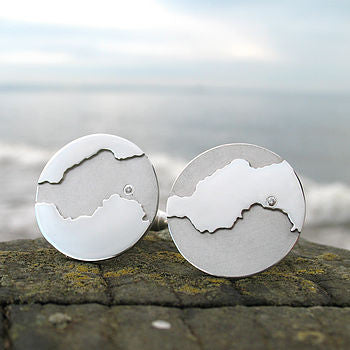 Men's Personalised Coast Cuff Links with Diamond