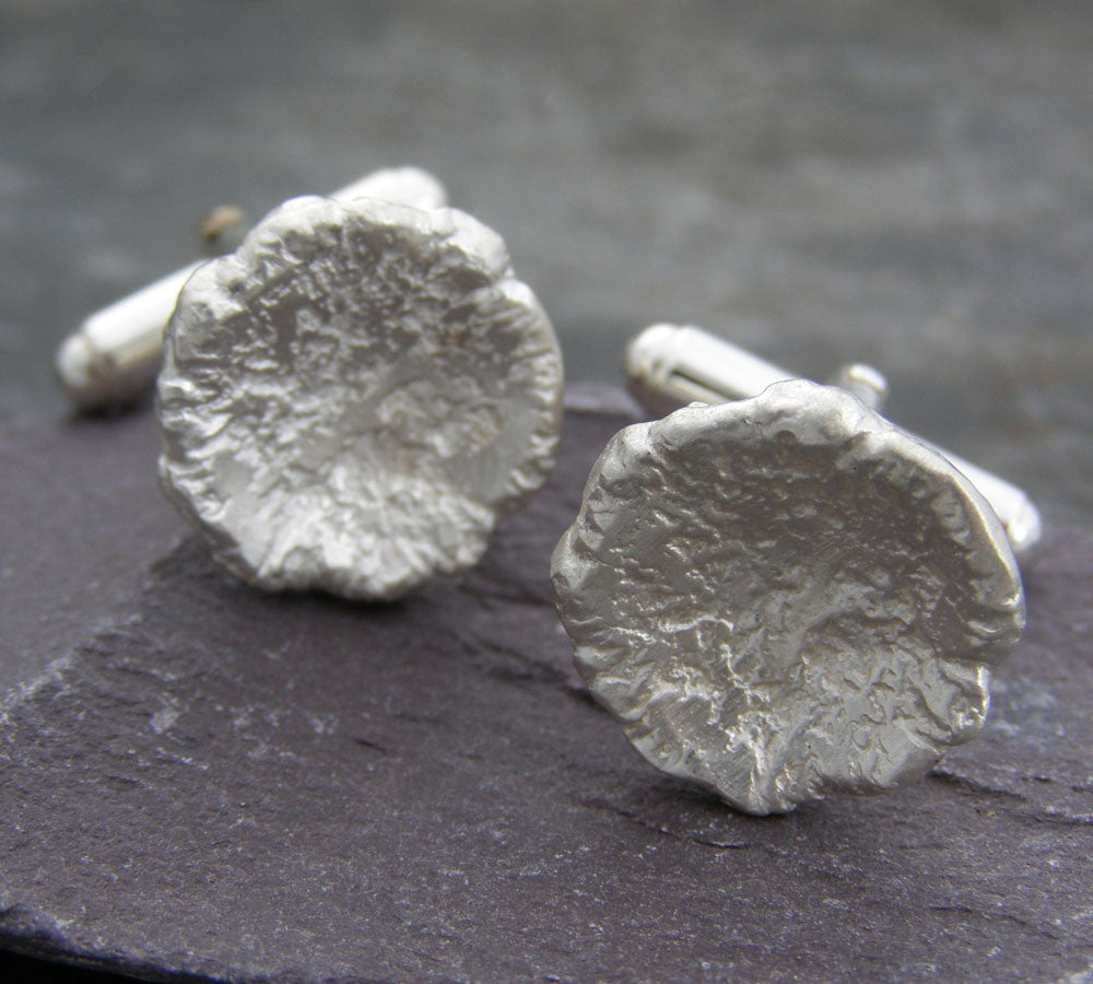 Sterling Silver Circle 'Melt Me' Cuff Links