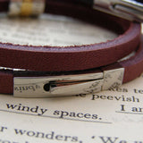 Double Strap Leather Hoop Bracelet