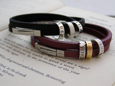 Double Strap Leather Hoop Bracelet