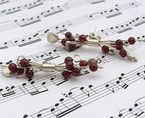 Large Silver Cluster Earrings