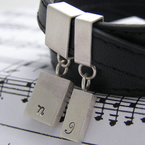 Leather Bracelet And Personalised Silver Tags