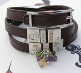 Leather Belt Bracelet With Personalised Tags