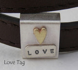 Leather Belt Bracelet With Personalised Tags