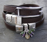 Leather Belt Bracelet With Personalised Tags