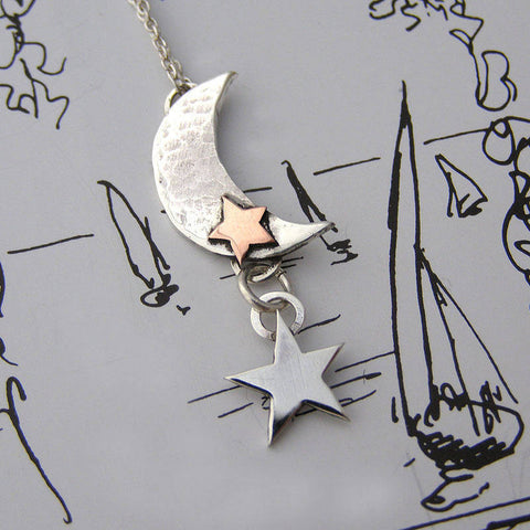 Moon And The Stars Silver Pendant