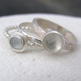 Moonstone And Aquamarine Stacking Rings