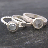 Moonstone And Aquamarine Stacking Rings