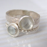 Moonstone And Aquamarine Stacking Rings
