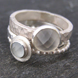 Moonstone And Aquamarine Stacking Rings