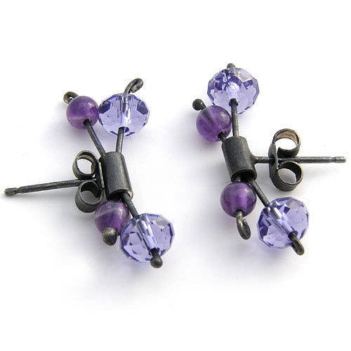Silver Double Pin Earrings