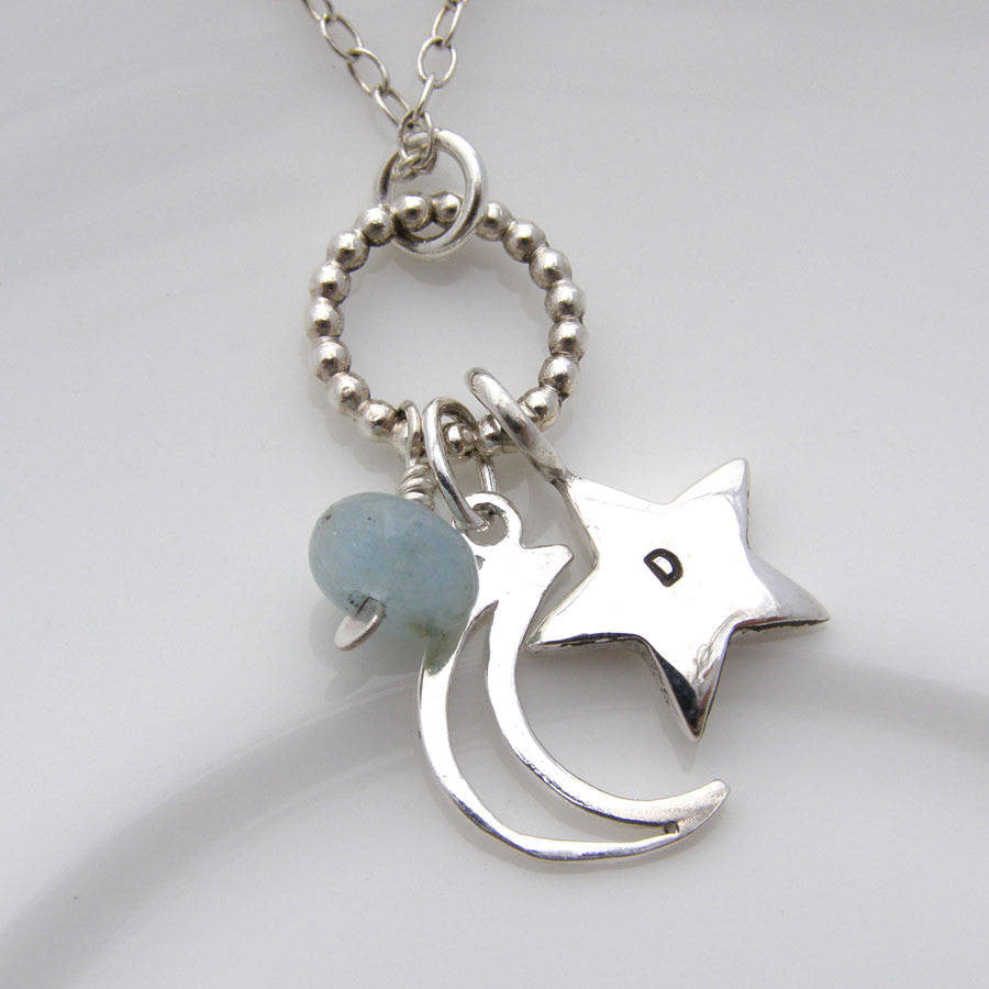 Personalised Moon And Star Pendant