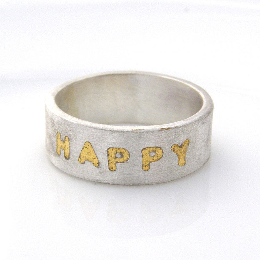 Personalised Silver And Gold Leaf Ring