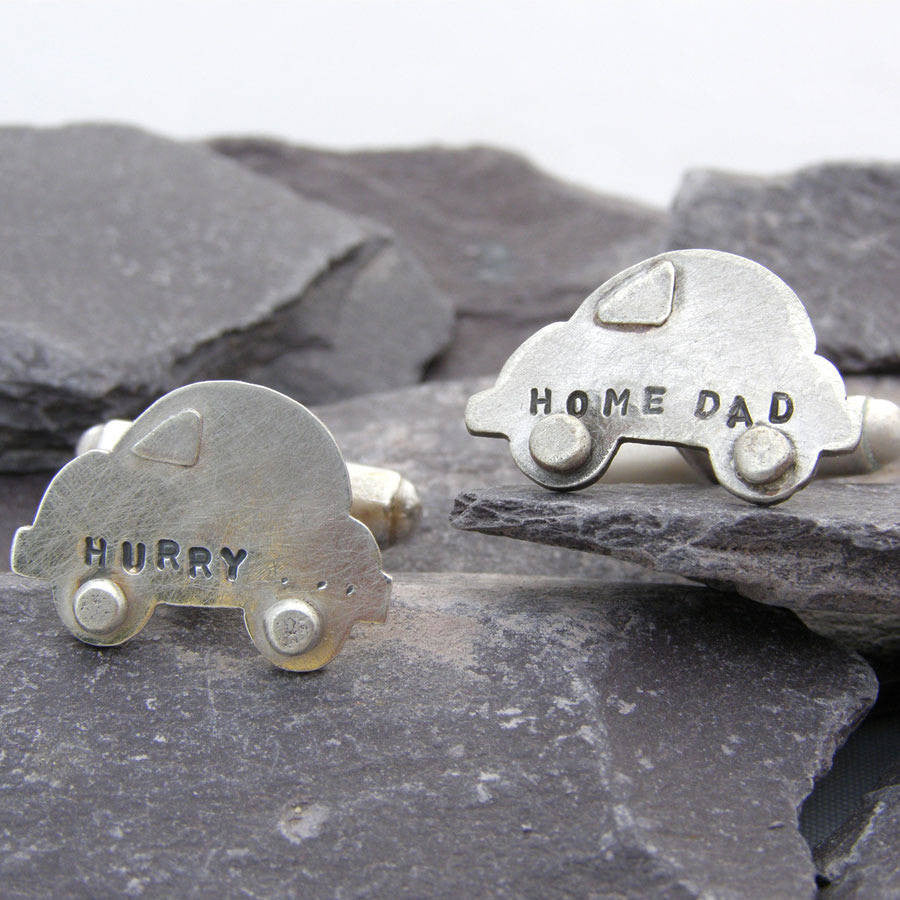 Personalised Silver Car Cuff Links