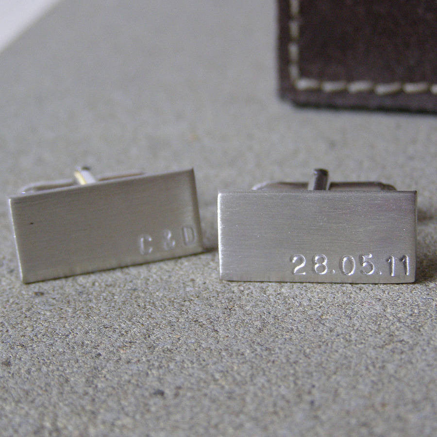 Silver Personalised Mens Cuff Links