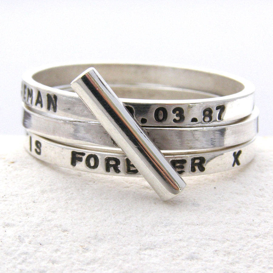 Silver Diagonal Stacking Ring