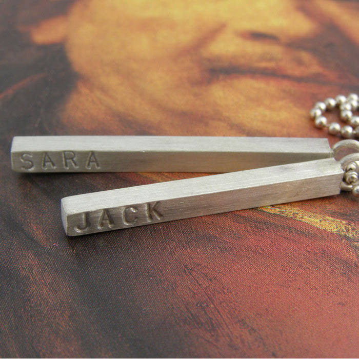 Silver Personalised Satin Men's Necklace