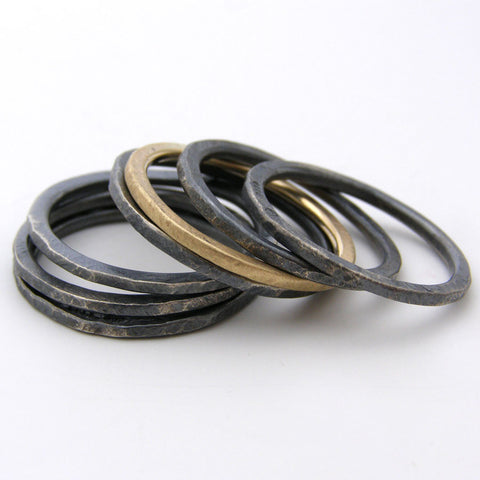 Oxidised Silver & 9ct Gold Pick and Mix Rings