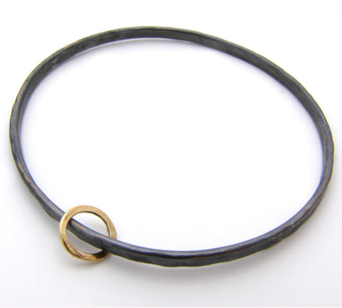 Oxidised Silver Gold Hoop Bangle