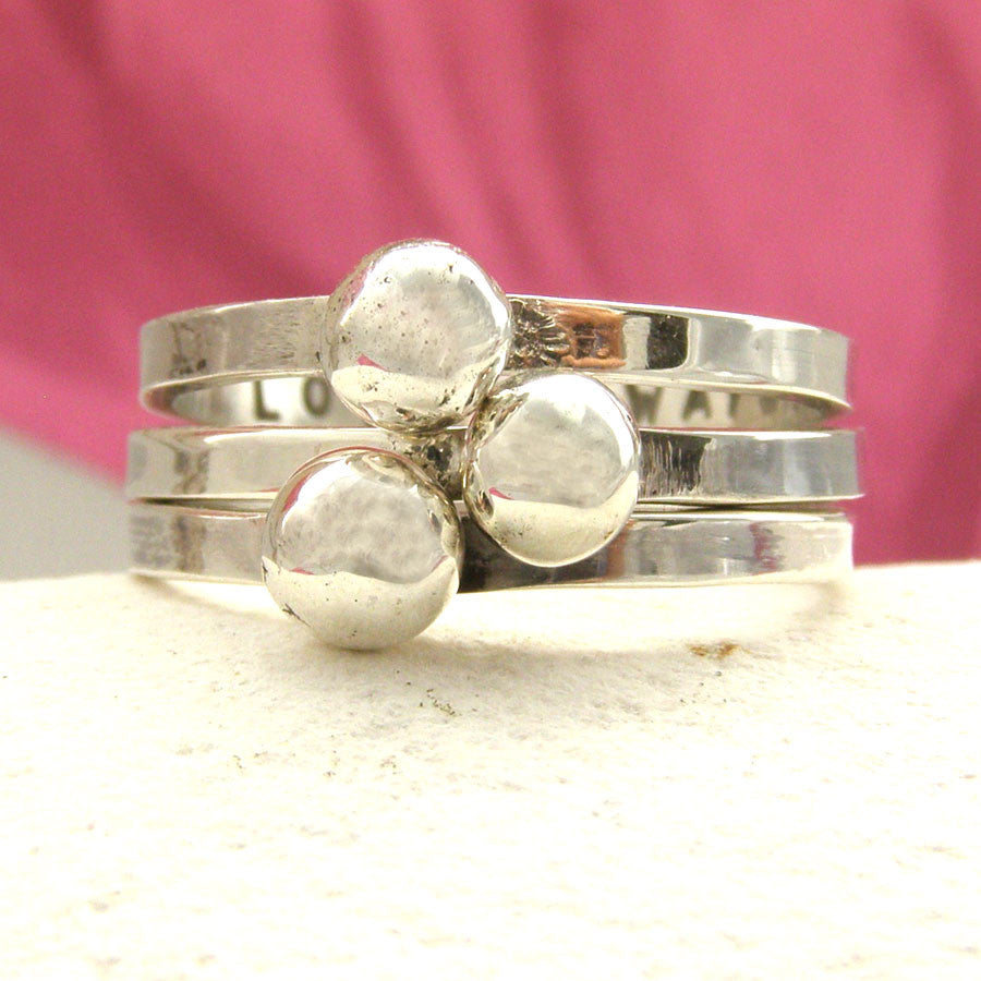 Personalised Silver Nugget Rings