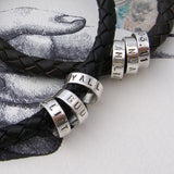 Men's Personalised Leather Bracelet with Silver Hoops