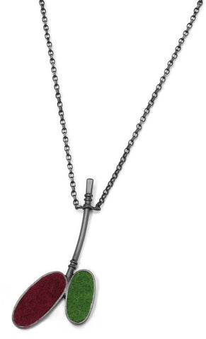 Oxidised Silver Bud Pendant with Felt