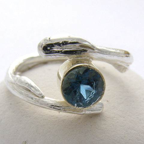 Silver Blue Topaz Willow Ring