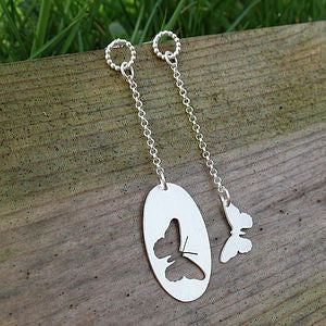 Silver Butterfly Mismatch Earrings