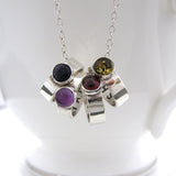 Personalised Silver Hoop & Semi-Precious Stone Necklace