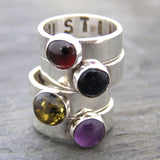 Personalised Silver Hoop & Semi-Precious Stone Necklace
