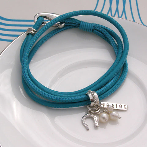 Personalised Silver & Leather Charm Bracelet