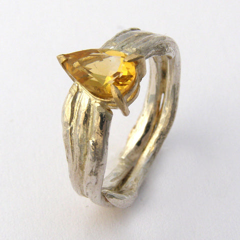 Silver And 9ct Gold Citrine Ring