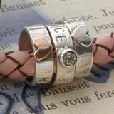 Personalised Leather Bracelet with Silver Hoops