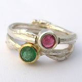 Silver Willow Ring with Pink Tourmaline Stone
