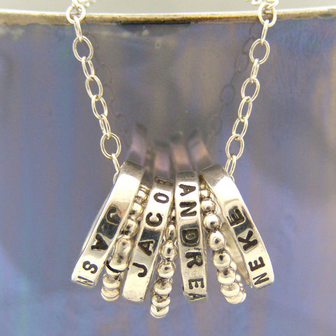 Personalised Fine Silver Hoops Necklace