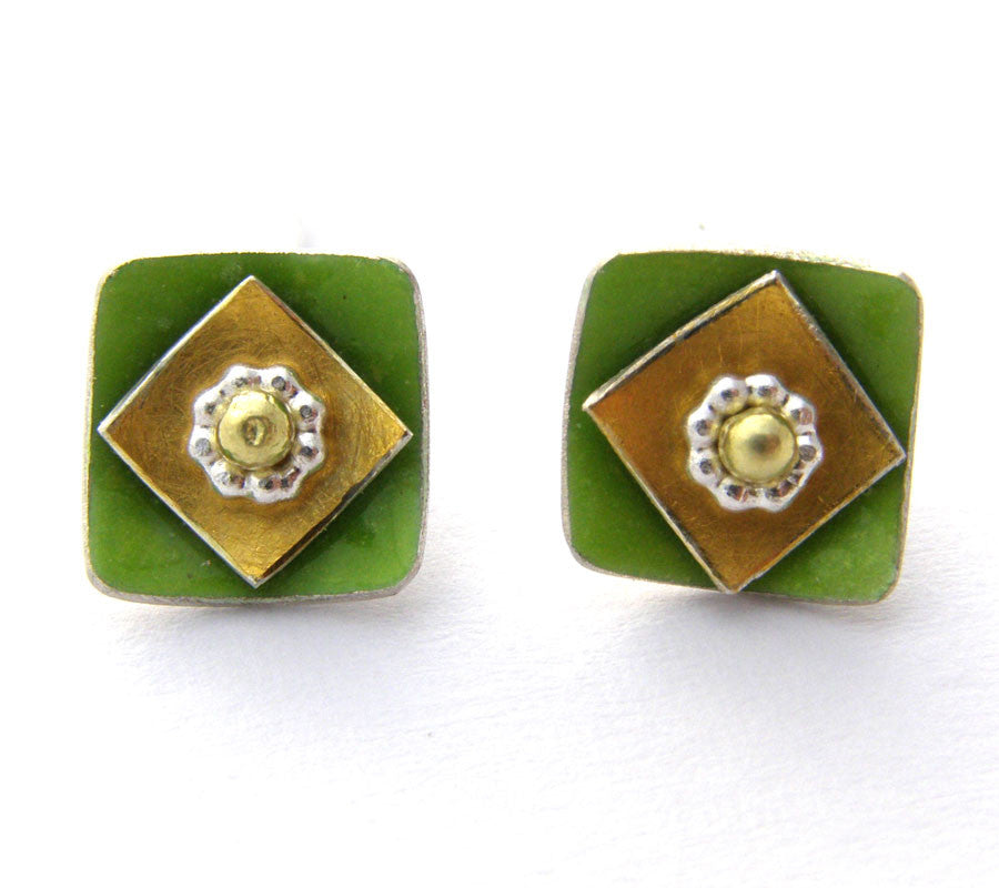 Square Enamel Stud Earrings