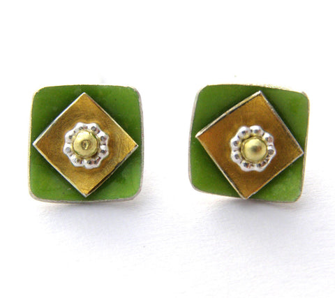 Square Enamel Stud Earrings