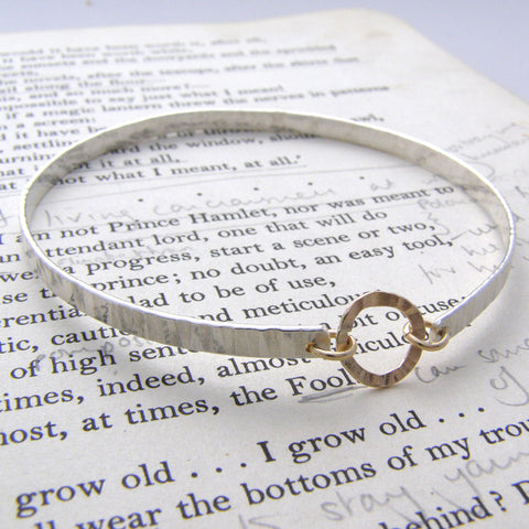 Sterling Silver & 9ct Gold Hammered Bangle