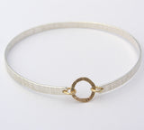 Sterling Silver & 9ct Gold Hammered Bangle