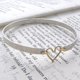Sterling Silver & 9ct Gold Heart Hammered Bangle