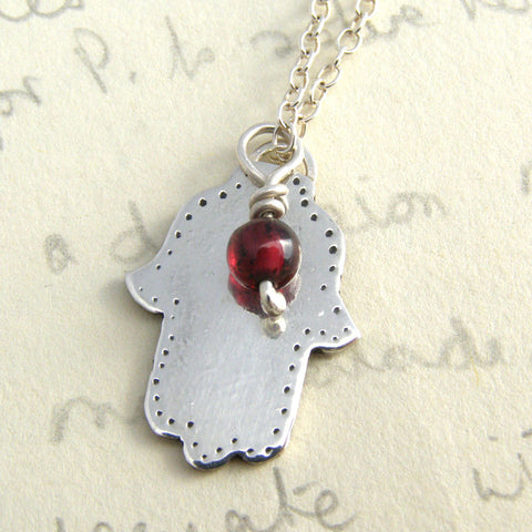 Personalised Silver Hamsa Necklace